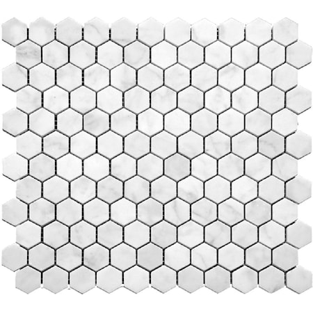 Apollo Tile 1 in. Honed Carrara Hexagon 4.55 sq.ft 11.2 in. x11.7 in. Marble Mosaic Tile, 5PK APLKB99G02HGEC26